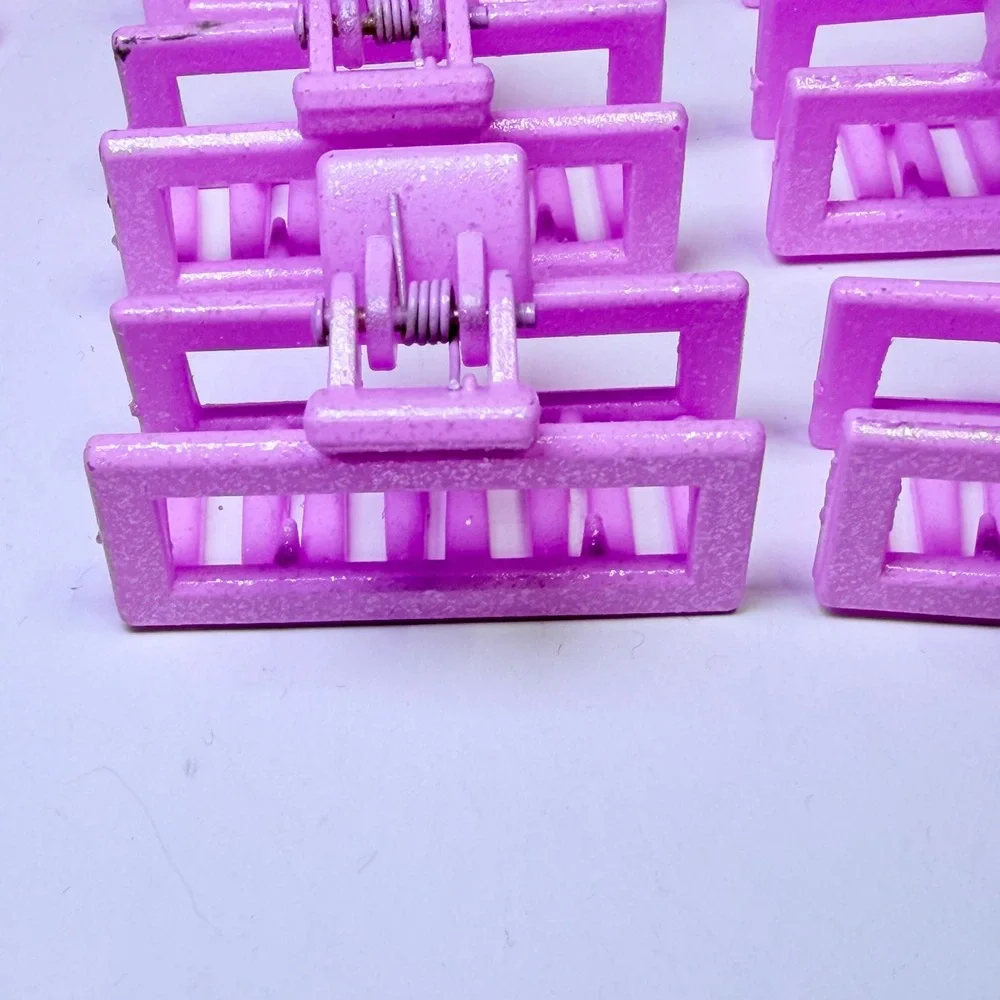 28pc Purple Pink Glitter Hair Claw Clips Set Small Rectangular Curved Y2K Style